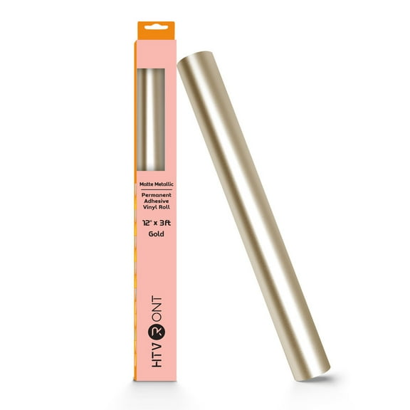 HTVRONT Permanent Vinyl Matte Metallic-12" x 3ft Adhesive Vinyl Roll for Cutting Machine, Signs, Scrapbooking, Craft, Die Cutters-Vegas Gold