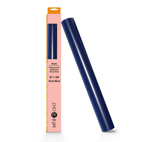 HTVRONT Permanent Vinyl Glossy - 12" x 6FT Adhesive Vinyl Roll for Cutting Machine, Signs, Scrapbooking, Craft, Die Cutters-Dark Blue