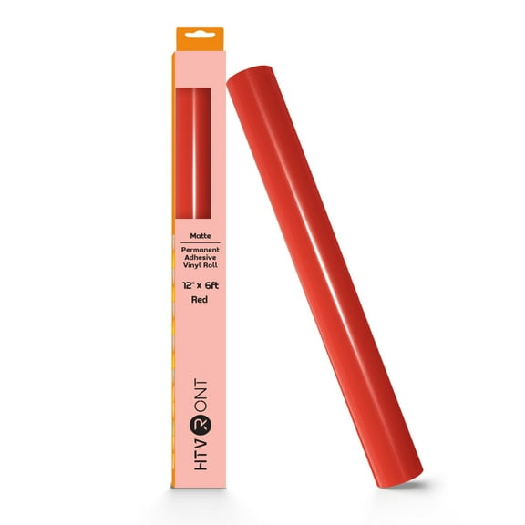 HTVRONT Permanent Vinyl Glossy-12" x 6FT Adhesive Vinyl Roll for Cutting Machine, Signs, Scrap Booking, Craft, Die Cutters-Red