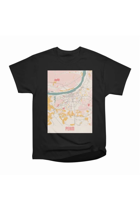 Perm Russia Chalk City Map T-Shirt Tee Gift For Him Merch For Her Apparel For Friend