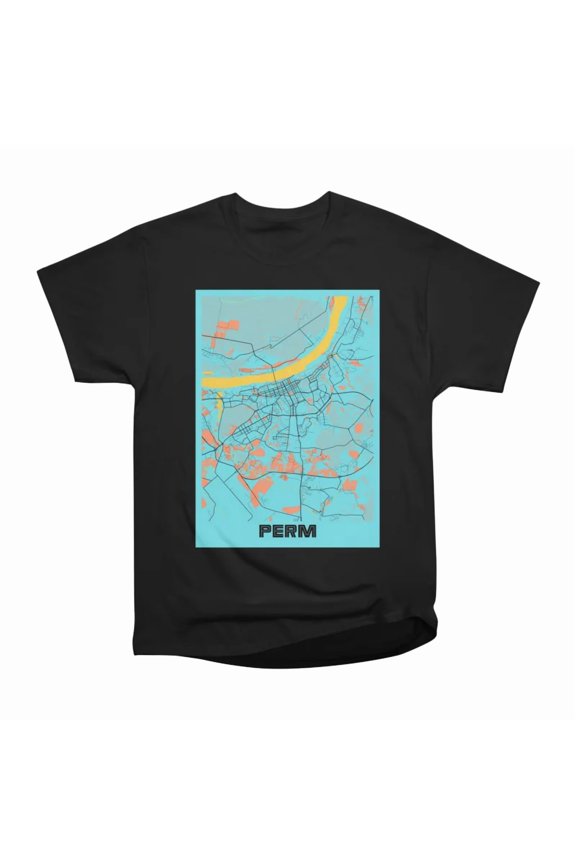 Perm Russia Gloria City Map T-Shirt Tee Gift For Him Merch For Her Apparel For Friend