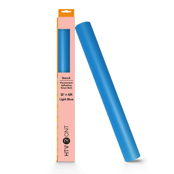 HTVRONT Permanent Stencil Vinyl-12" x 6ft Adhesive Vinyl Roll for Cutting Machine, Signs, Scrapbooking, Craft, Die Cutters-Light Blue