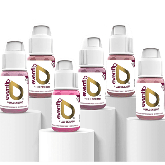 Perma Blend Permanent Makeup Pigments For Permanent Makeup Procedures - Evenflo Colors - LUXE EvenFlo True Lips Set (6 Bottles)