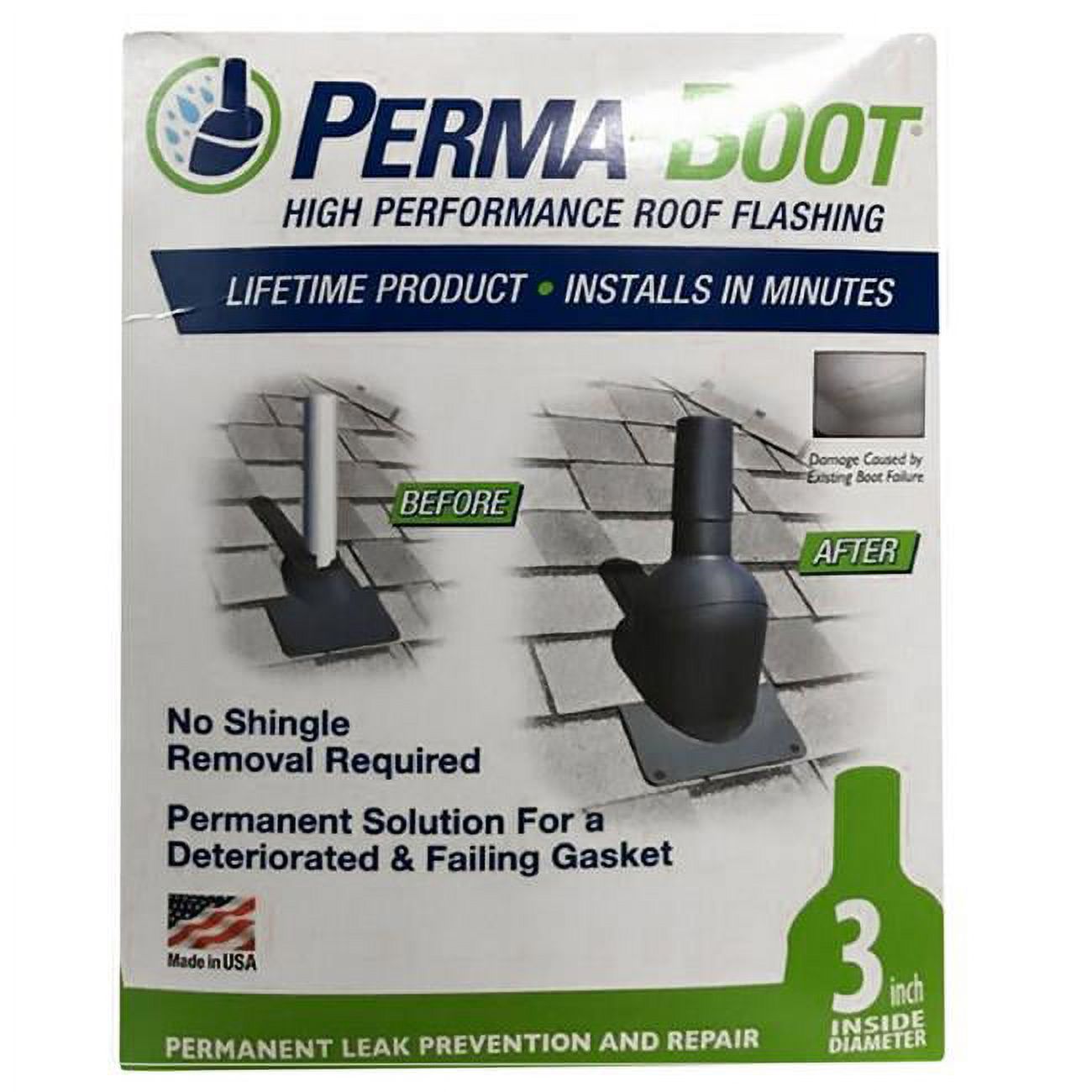 PermaBoot 3123N1 BLK Roof Flashing, Plastic, Black