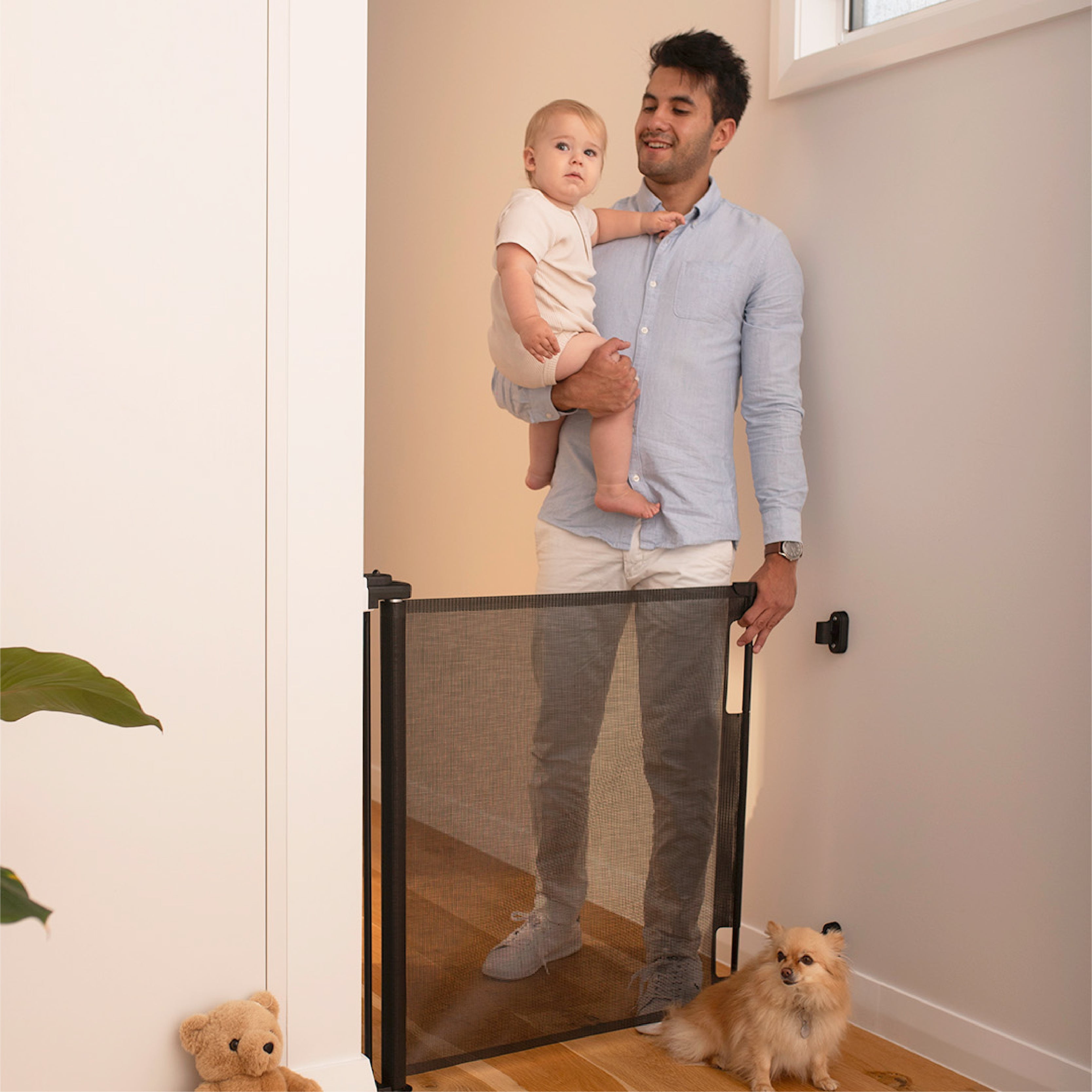 Perma Child Safety 55 in. Wide x 33 in. Tall Black Retractable Baby Gate