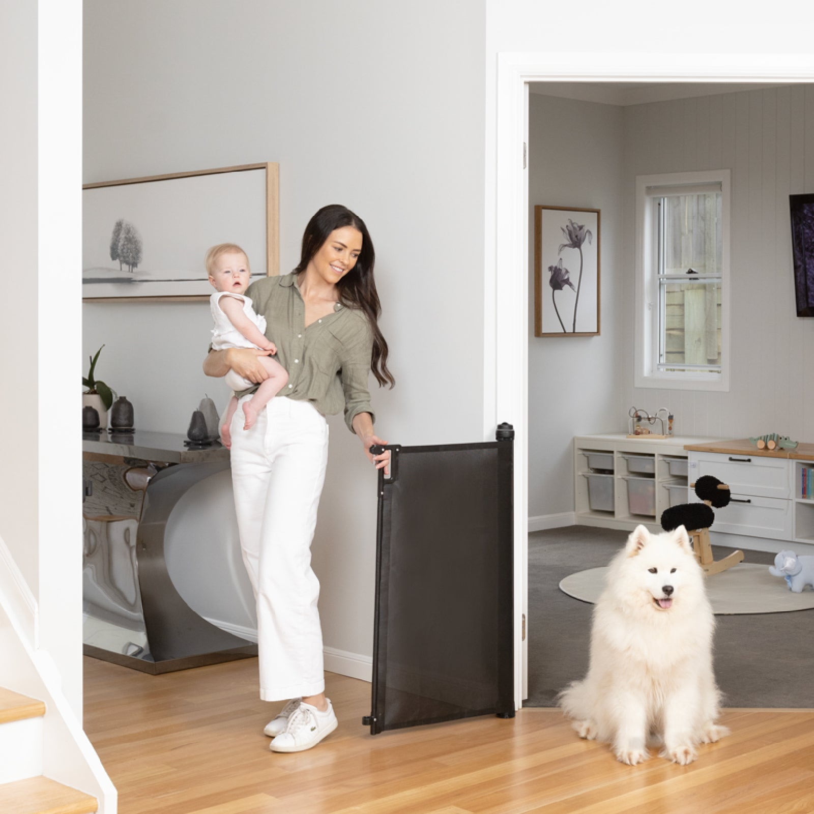 Perma Child Safety 79 in. Wide x 38 in. Tall Black Ultimate Retractable