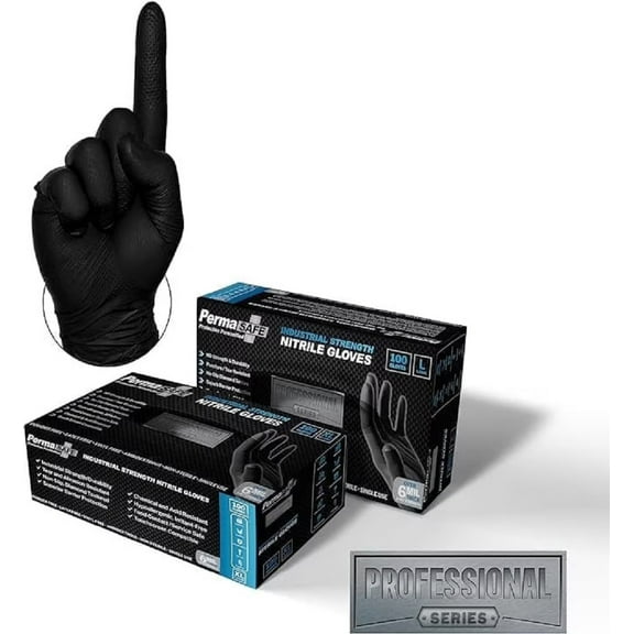 PermaSafe HD, Industrial Strength Nitrile Disposable Gloves, 6+ Mil, Raised Diamond Texture, Mechanics Gloves, XXL, 100/Box