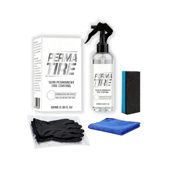 PermaShine Tire Coating & Dressing Kit, Waterproof Tire Coating Spray, Extreme High Shine & Durability, Long-Lasting Acrylic Anti-Stick No-Sling Protection, Wont Wash Off, Dries Fast to the Touch