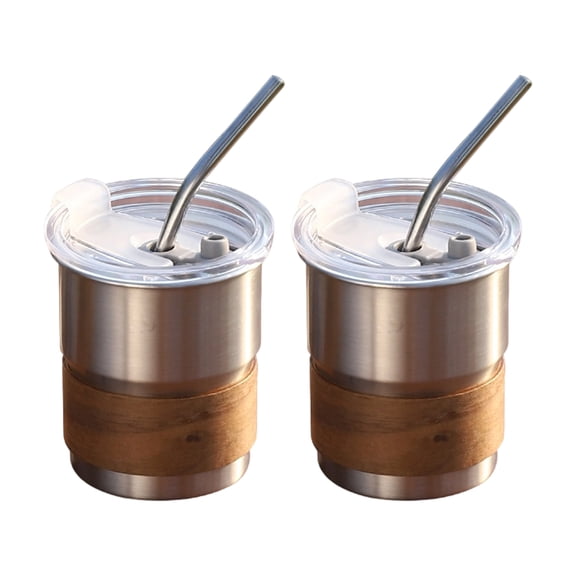 Permanent 304 Rustless Insulated Coffee Cups Set of 2 Impermeable Thin for Open Airspace Use