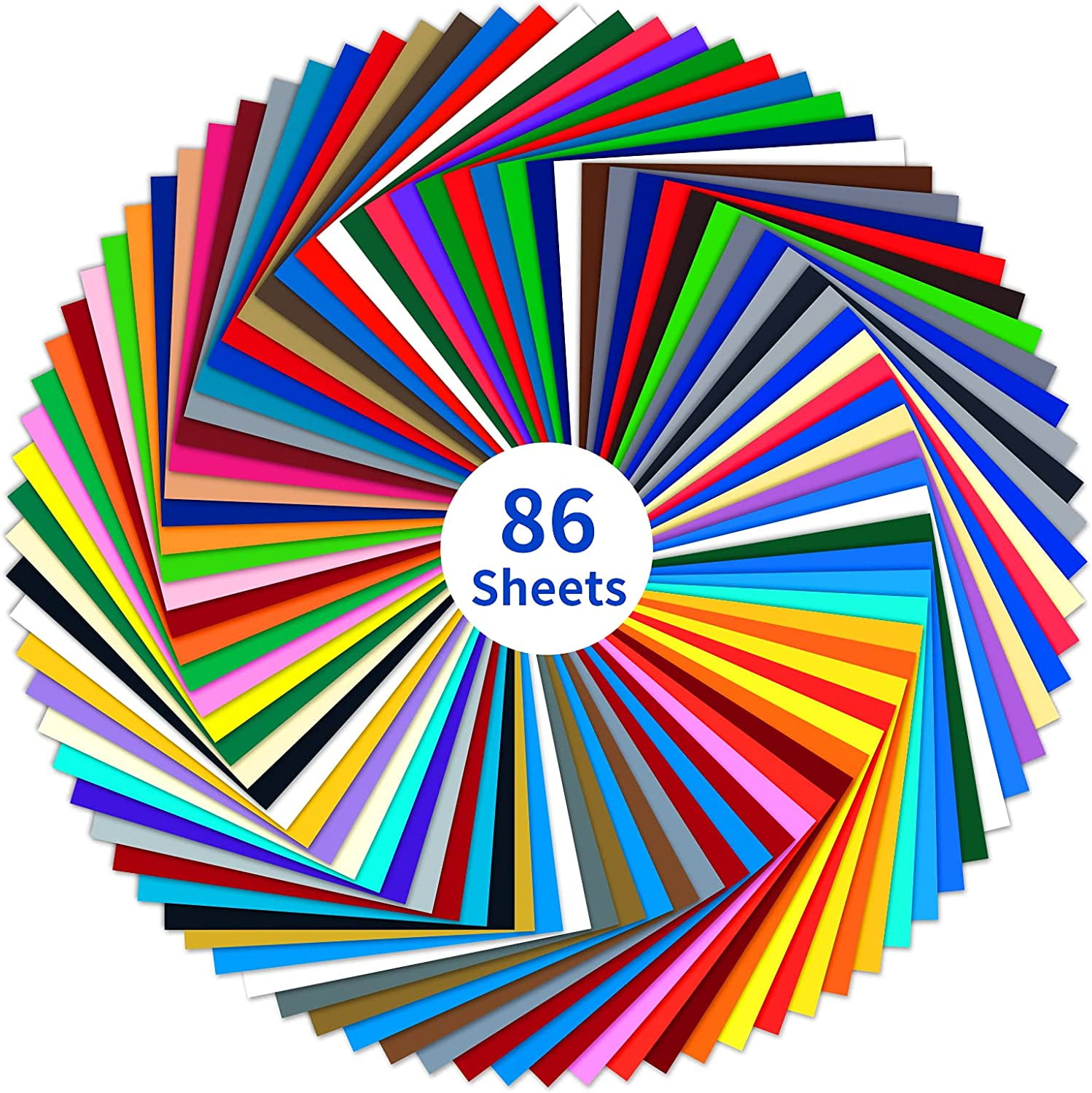 Permanent Adhesive Vinyl Bundle - 86 Pack Vinyl Sheets (12”x12”, Glossy, Matte, Metallic) for Most Cutting Machines and Party Decoration, Sticker, Craft Cutter, Car Decal