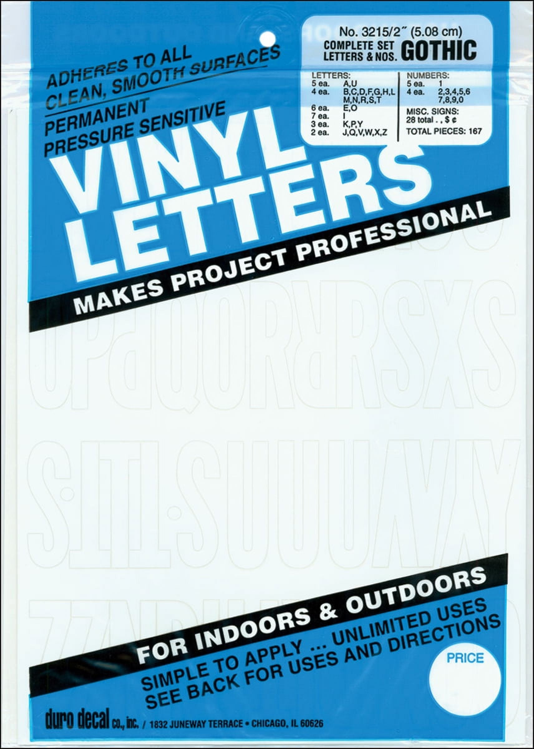 Permanent Adhesive Vinyl Letters & Numbers 2 167/Pkg-White 