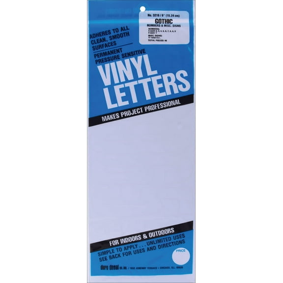 Permanent Adhesive Vinyl Numbers, 6", Gothic