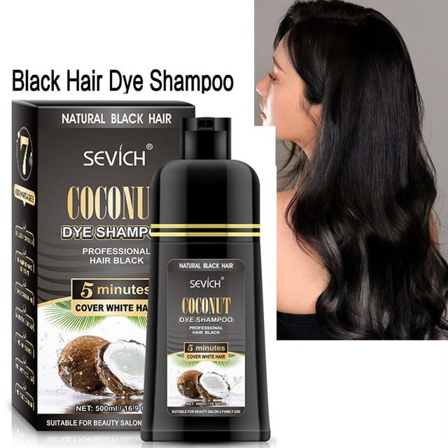 Permanent Black Hair Shampoo/Dye for Women & Men, Natural Organic