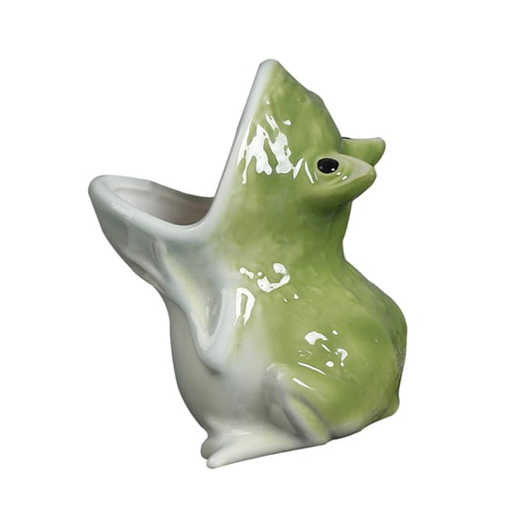 Permanent Ceramic Planter With Unique Frog Sculpture Excellent For Sentimental Beloveds And Home Decoration