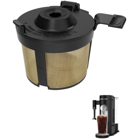 Permanent Coffee Filter for Ninja PB051 / PB040 / PB041ST - Compatible with Ninja Pods & Grounds Coffee Maker - Reusable Gold 304 Stainless Steel Mesh - Eco-Friendly Coffee Pod Accessory (1, Black)