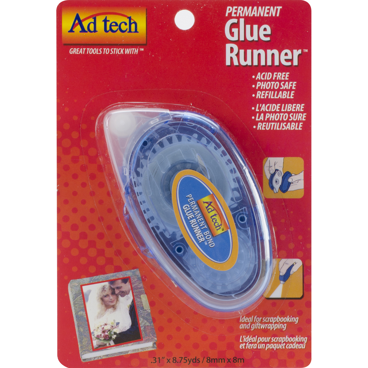 Permanent Glue Tape Runner.31"X8.75yd