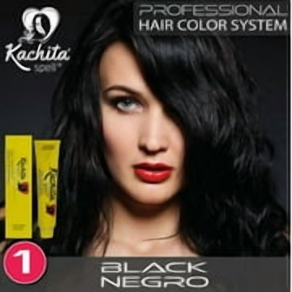 Permanent Hair Dye Black 1 Kachita Spell 3.52 oz 100 mL Professional Hair Color Cream with Keratin and Argan Oil, 100% Gray Coverage