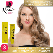 Permanent Hair Dye Light Blond 8 Kachita Spell 3.52 oz 100 mL Professional Hair Color Cream with Keratin and Argan Oil, 100% Gray Coverage