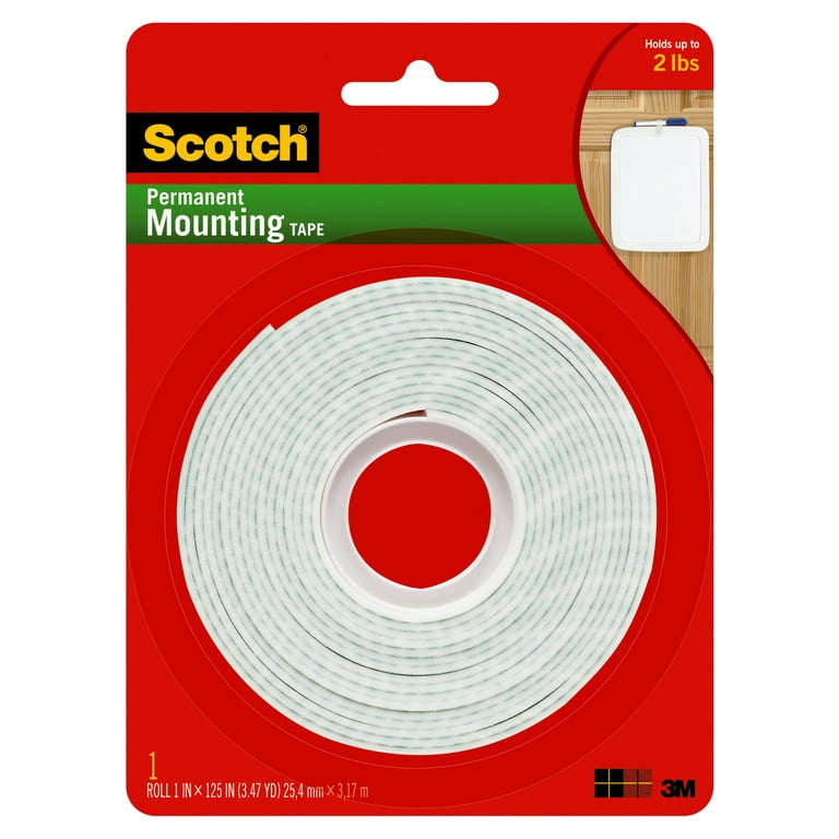 Permanent High-Density Foam Mounting Tape, Holds Up to 15 lbs, 1 x 125, White