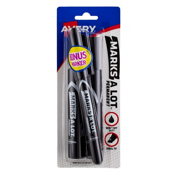 Avery Permanent Marker Chisel Point - Black Ink - 4 Pack