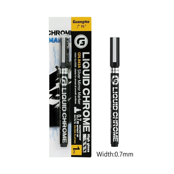 Permanent Liquid Mirror Chrome Marker,Chrome Mirror Paint Pens for Any Surface Chrome Paint Pen for Repairing, Model Painting, Marking or DIY Art Projects (0.7MM Tips, Silver, 1 Pcs)