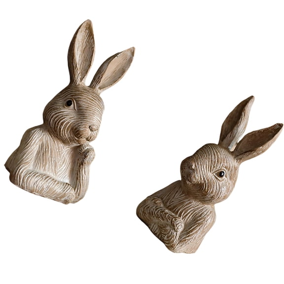 Permanent Look Resin Rabbits Statues Set Of 2 Great For Balcony Patio And Living Room Arrangement