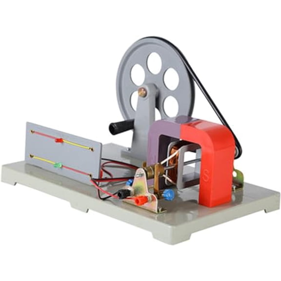 Permanent Magnet, Rotatable Armature Generator Hand-Operated Generator to Explore Experimental Electromagnetic Equipment Manual Electricity Generator AC-DC Model Faraday Generator