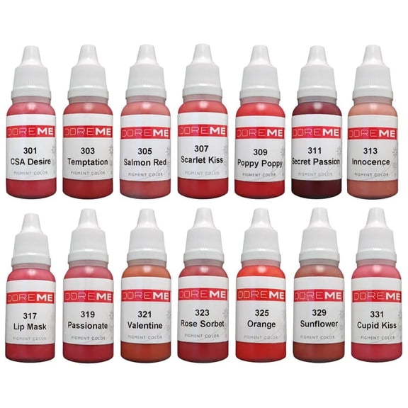 Permanent Makeup Pigment Set Kit Ink Color Cosmetic Micropigmentation Sets (Red)