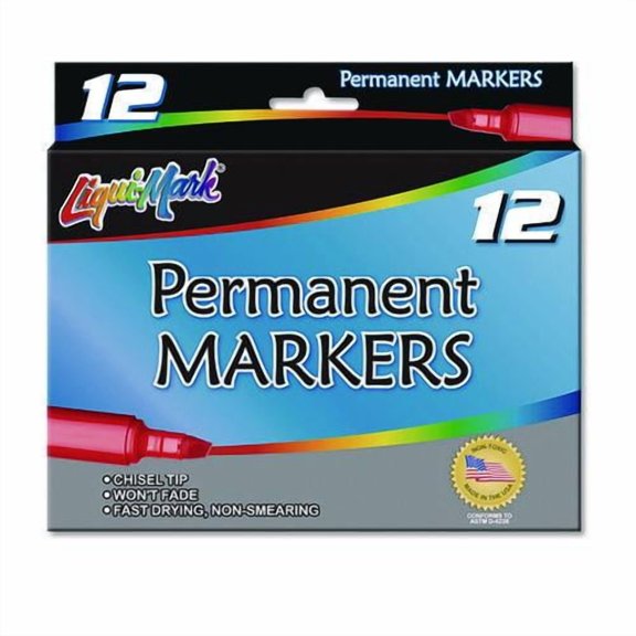 Permanent Marker, Chisel Tip, Black, Dozen | Bundle of 5