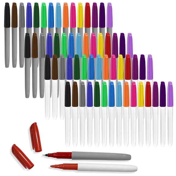 Permanent Markers, Fine & Ultra Fine Tip (60 Count), Assorted Colors Marker Set for Writing, Drawing, Poster, School Supplies - Office & Home Use