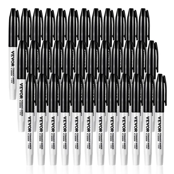 Permanent Markers 36 Count Black Fine Tip Waterproof Fade Resistant
