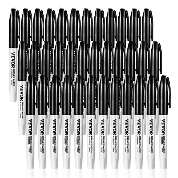 Permanent Markers 36 Count Black Fine Tip Waterproof Fade Resistant