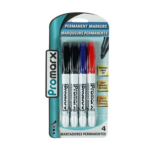 Permanent Markers - Black, Blue & Red - 4 Count - Case of 48