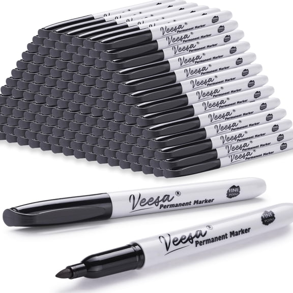 Permanent Markers Black Bulk, Fine Point, 100 Pack Permanent Marker Set for Logistics, Waterproof | Quick-drying, Laboratory & Office Supplies$$Office
