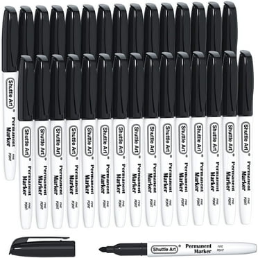 Permanent Markers,Shuttle Art 30 Pack Black Permanent Marker set,Fine Point, Works on Plastic,Wood,Stone,Metal and Glass for Doodling, Marking