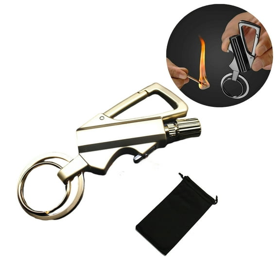 Permanent Match Infinity Lighter, 2026 New Keychain Lighter, Reusable Waterproof Key Chain Light-er Match, with Multitool Bottle Opener, Strike Anywhere, for Outdoor Camping (Gold)