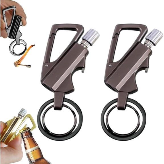Permanent Match Infinity Lighter - 3-in-1 Keychain Bottle Opener Igniter, with Multitool Keychain Bottle Opener, Outdoor Survival Permanent Igniter (Black*2),2