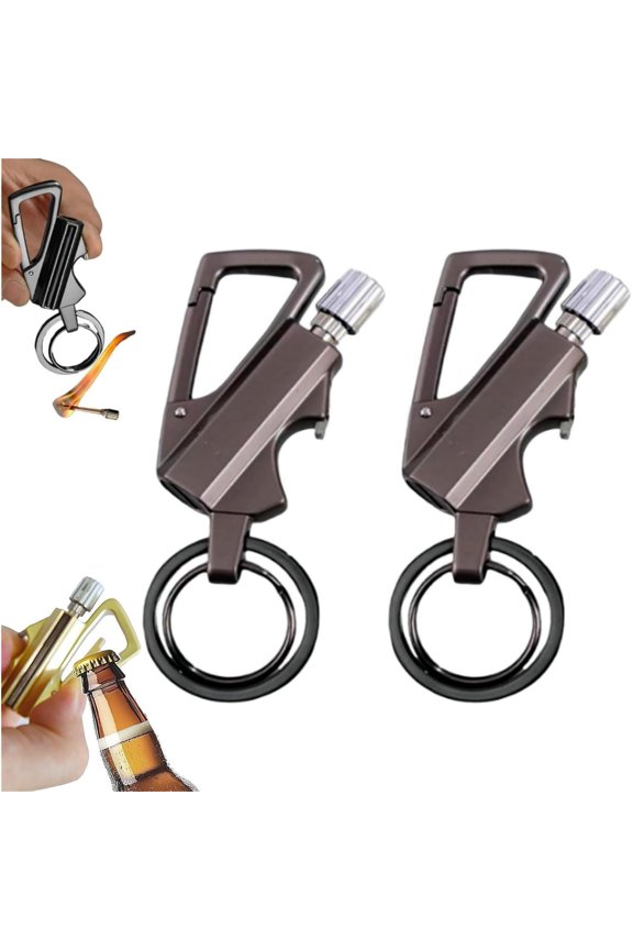 Permanent Match Infinity Lighter - 3-in-1 Keychain Bottle Opener Igniter, with Multitool Keychain Bottle Opener, Outdoor Survival Permanent Igniter (Black*2),2