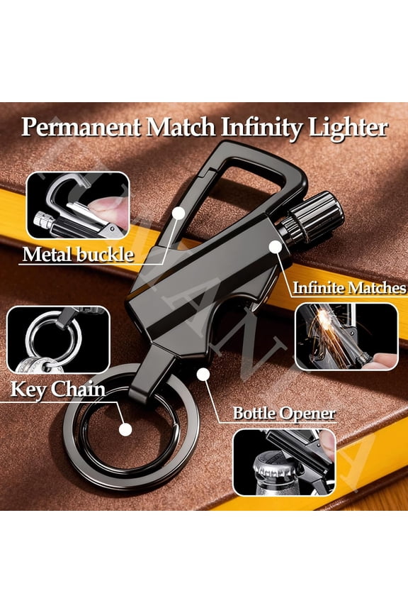 Permanent Match Infinity Lighter, Keychain Lighter Match Strike, Waterproof Windproof Reusable Matchstick Fire Starter for Camping, Hiking, Survival, Outdoor Use