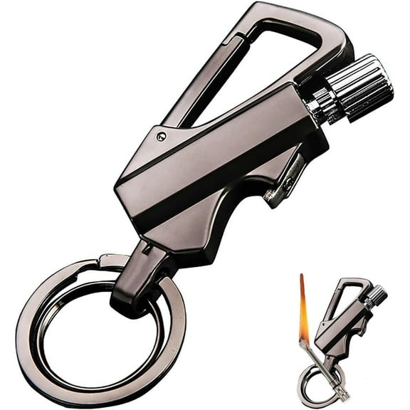 Permanent Match Infinity Lighter, Keychain Lighter with Multitool Keychain Bottle Opener, Reusable Matchstick, Forever Match for Outdoor Survival (Black*2)