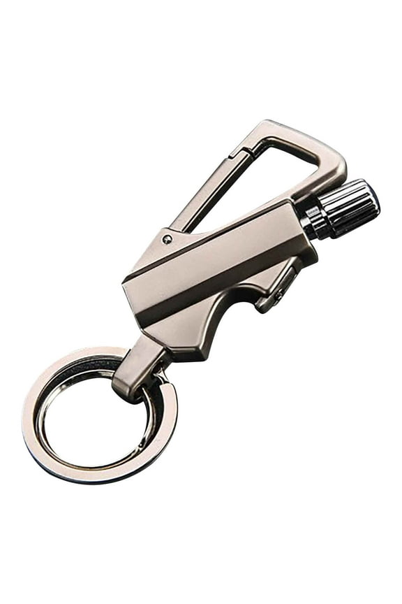 Permanent Match Infinity Lighter, Keychain Lighter with Multitool Keychain Bottle Opener, Waterproof & Reusable Forever Flint Fire Starter Lighter for Outdoor Camping Survival Hiking (Silver)