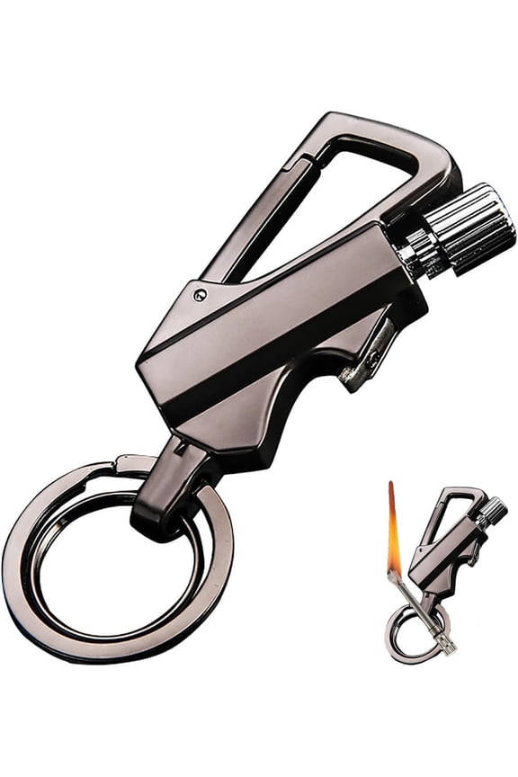 Permanent Match Infinity Lighter with Multitool Keychain Bottle Opener, Reusable Waterproof Fire Starter Lighter, Outdoor Survival Strike Anywhere Matches (Black)