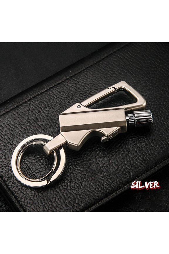 Permanent Match Infinity Lighter with Multitool Keychain Bottle Opener for Men (Black, Silver, Gold)