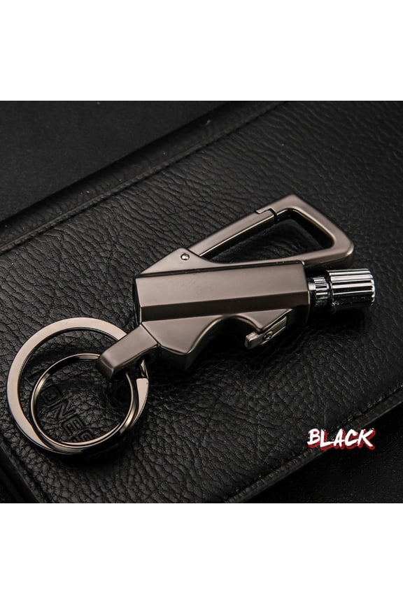 Permanent Match Infinity Lighter with Multitool Keychain Bottle Opener for Men (Black, Silver, Gold)