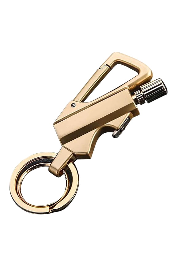 Permanent Match Keychain Lighter - Refillable Alloy Match Core, Windproof Waterproof, Bottle Opener Multitool, Mini Portable Outdoor Camping Gear Black Gold