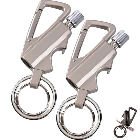 Permanent Match Keychain Lighter  Reusable Metal Flint Fire Starter for Outdoor Camping, Hiking, Survival, and Emergency Use(2 PACK)