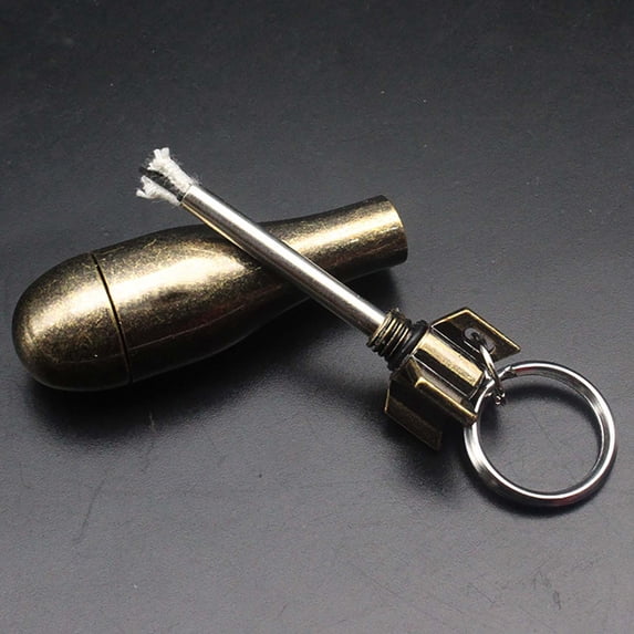 Permanent Match Lighter, Usupdd Metal Flinting Kerosene Lighter Keychain Bottle Opener, Portable Outdoor Fire for Camping Hiking Fishing Emergency Kit, Gold