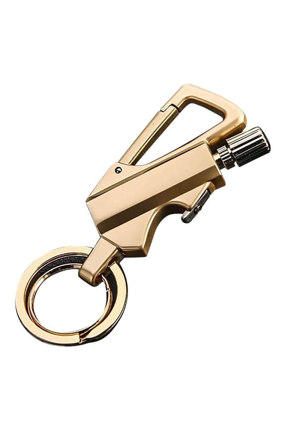 Permanent Match Lighter With Polishing Cloth Windproof Waterproof Portable Keychain Type For Outdoor Camping Emergency Use(Gold)