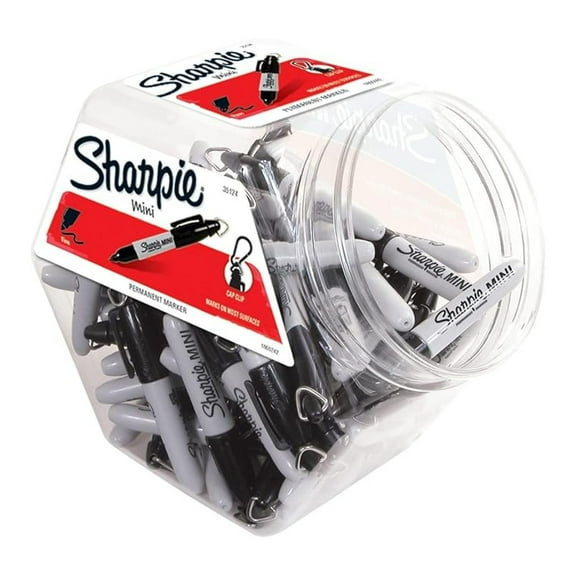 Permanent Mini Markers, Fine Point, Black, 72-Pack Canister