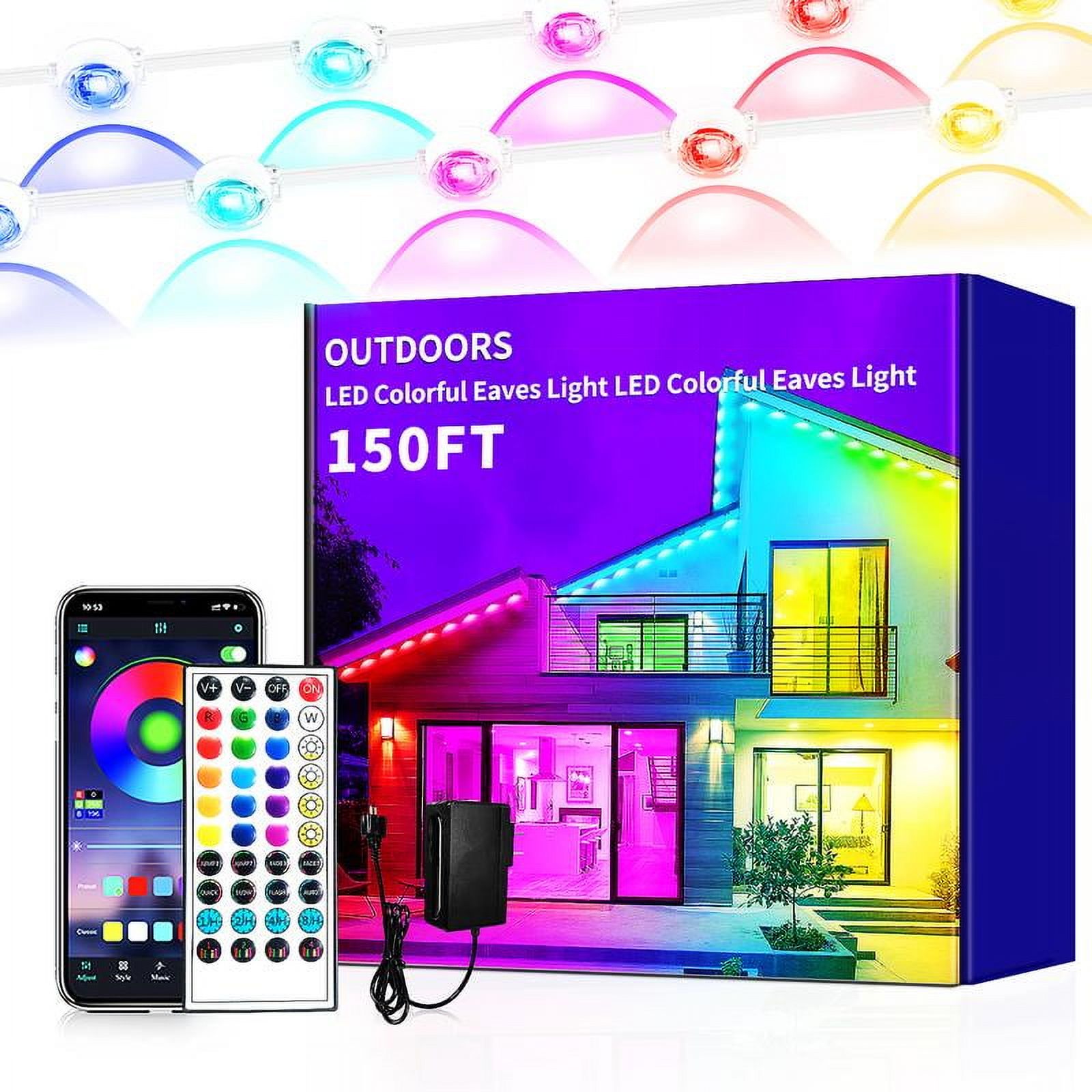 MUCCCUTE Permanent Outdoor Lights,150ft RGB Eaves Lights With App & Remote Control, Outdoor